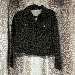 Andree by unit Green Leopard Jean Jacket